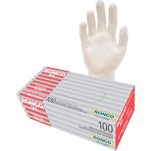 Gants jetables, Moyen, Vinyle, 3 mils, Sans poudre, Transparent Equipex