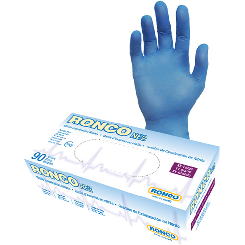 Gants jetables, 2T-Grand, Nitrile, 4 mils, Sans poudre, Bleu Equipex