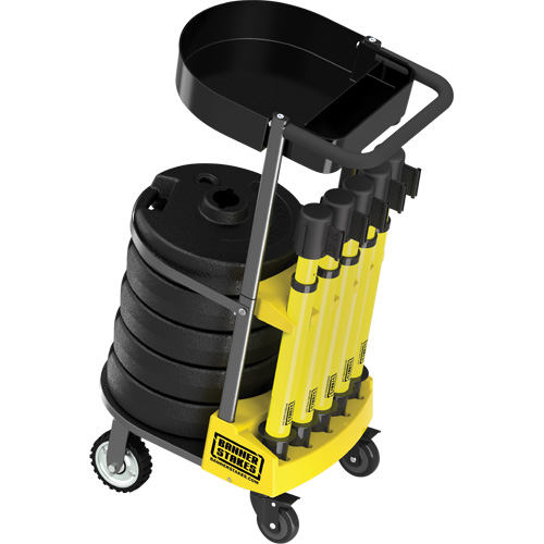 Chariot de transport avec plateau pour barri&egrave;re PLUS, 75' lo, M&eacute;tal, Jaune Equipex