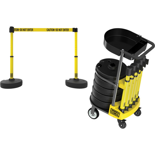 Chariot de transport avec plateau pour barri&egrave;re PLUS, 75' lo, M&eacute;tal, Jaune Equipex
