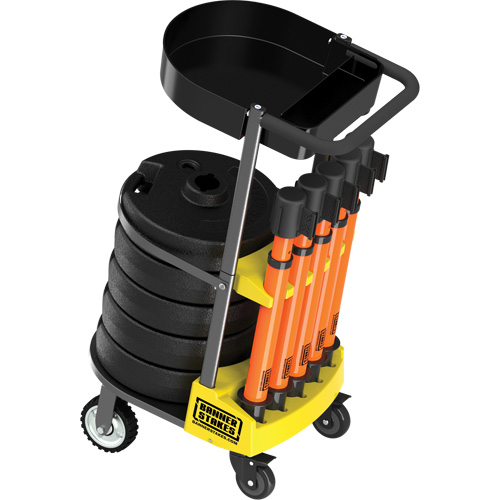 Chariot de transport avec plateau pour barri&egrave;re PLUS, 75' lo, M&eacute;tal, Orange Equipex