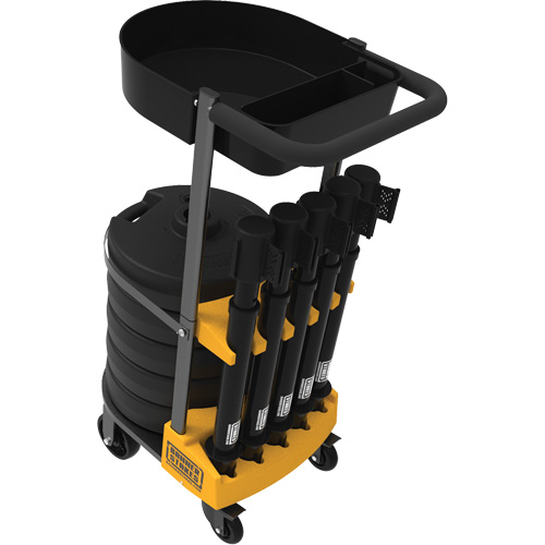PLUS Barrier Post Cart Kit with Tray, 75' L, Metal, Black Equipex