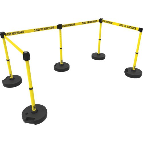 Ensemble de cinq montants pour barri&egrave;re PLUS, Plastique, 42" h, Ruban Jaune, Longueur du ruban 15' Equipex