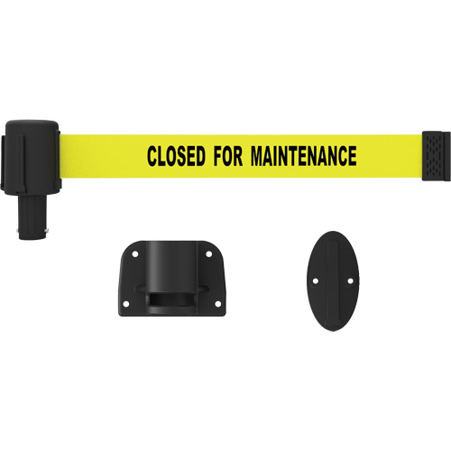 PLUS Wall Mount Barrier System, Plastic, Screw Mount, 15', Yellow Tape Equipex
