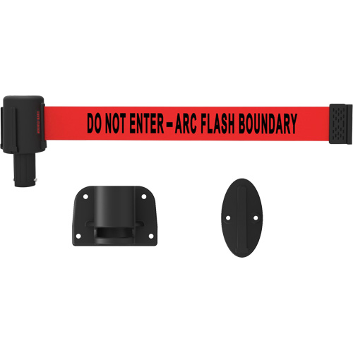 PLUS Wall Mount Barrier System, Plastic, Screw Mount, 15', Red Tape Equipex