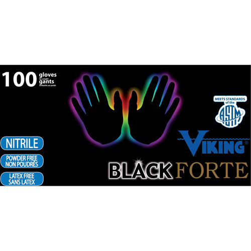 Gants jetables 34605 Forte, Petit, Nitrile, 6 mils, Sans poudre, Noir Equipex