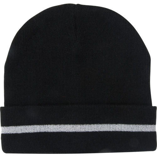Bonnet en tricot avec bande r&eacute;fl&eacute;chissante argent&eacute;e, Taille unique, Noir Equipex