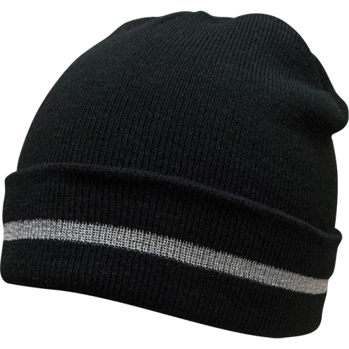 Bonnet en tricot avec bande r&eacute;fl&eacute;chissante argent&eacute;e, Taille unique, Noir Equipex