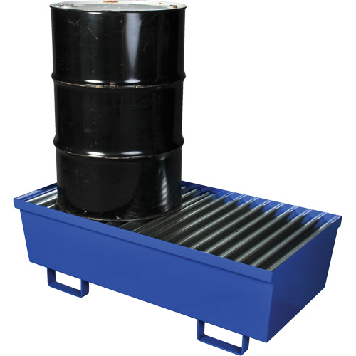 Palette de confinement des d&eacute;versements en acier, Capacit&eacute; de d&eacute;versement 74 gal. US, 27" x 51,25" x 13" Equipex