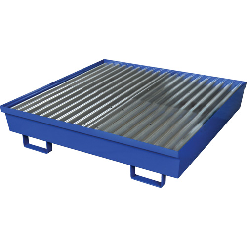 Palette de confinement des d&eacute;versements en acier, Capacit&eacute; de d&eacute;versement 92 gal. US, 54" x 54,25" x 12" Equipex
