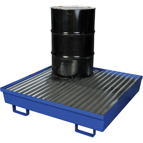 Palette de confinement des d&eacute;versements en acier, Capacit&eacute; de d&eacute;versement 92 gal. US, 54" x 54,25" x 12" Equipex