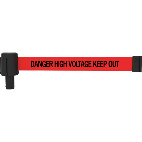 Cassette de banni&egrave;re PLUS, Danger High Voltage Keep Out, 15', Ruban Rouge Equipex