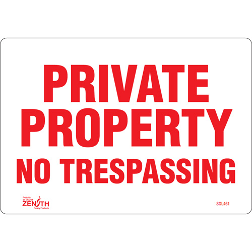 "Private Property" Sign, 7" x 10", Vinyl, English Equipex