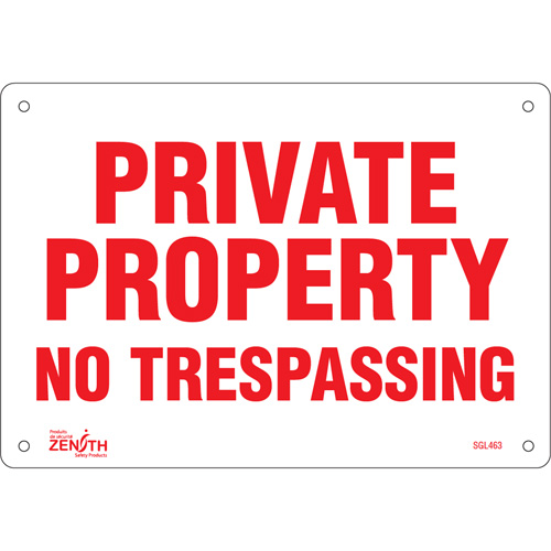 "Private Property" Sign, 7" x 10", Aluminum, English Equipex