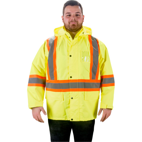 RZ1000 Rain Jacket, Polyester, 3X-Large, High Visibility Lime-Yellow Equipex