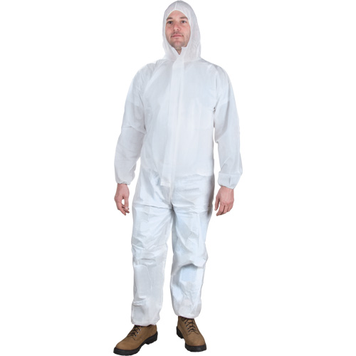Combinaisons &agrave; capuchon, Moyen, Blanc, Microporeux Equipex