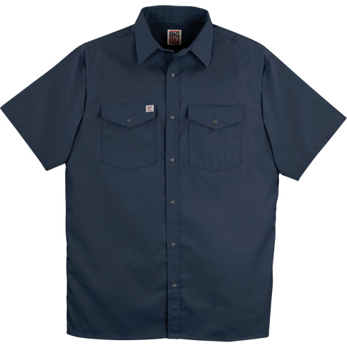 Chemise de travail &agrave; manches courtes en tissu crois&eacute; avec boutons-pression, Hommes, Petit, Bleu marine Equipex