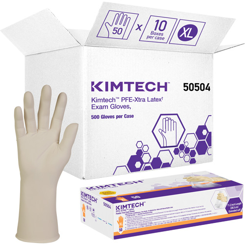 Kimtech XTRA-PFE Medical Gloves, X-Large, Latex, 6-mil, Powder-Free, White, Class 2 Equipex