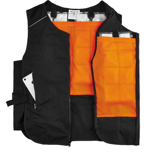 Veste de refroidissement &agrave; changement de phase l&eacute;g&egrave;re avec sachets 6260 Chill-Its, Petit/Moyen, Noir Equipex