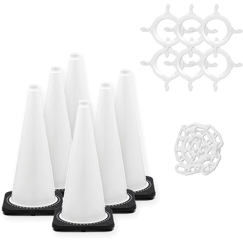 Traffic Cone & Chain Kit, 28", White Equipex
