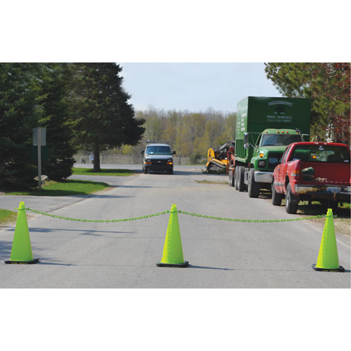 Ensemble de c&ocirc;nes de signalisation et chaînes, 28", Vert, Bande(s) r&eacute;fl&eacute;chissante(s) 4" & 6" Equipex