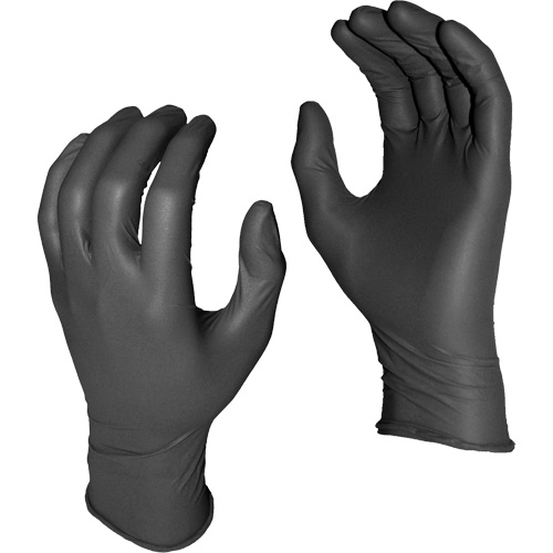 Gants jetables Grease Monkey, Moyen, Nitrile, 5 mils, Sans poudre, Noir Equipex