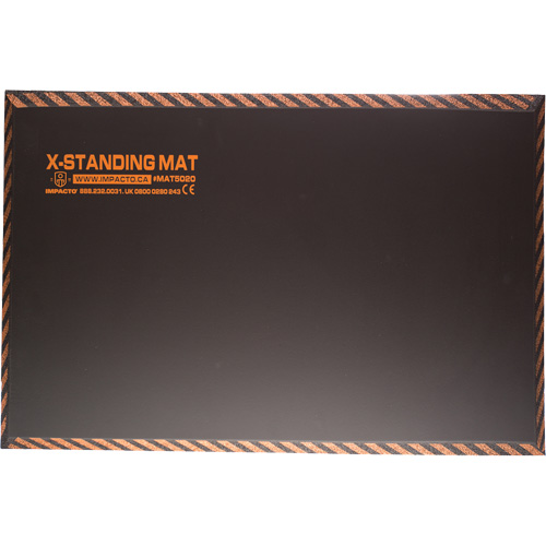 Anti-Fatigue Standing Mat, Smooth, 16" x 28" x 1", Black, Rubber Equipex