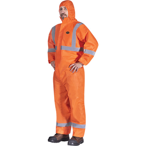 2077 Combinaisons &agrave; capuchon avec ruban r&eacute;fl&eacute;chissant, Petit, Orange, SMS Equipex