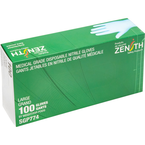 Puncture-Resistant Medical-Grade Disposable Gloves, Large, Nitrile, 4.5-mil, Powder-Free, Blue, Class 2 Equipex