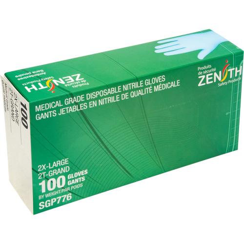 Puncture-Resistant Medical-Grade Disposable Gloves, 2X-Large, Nitrile, 4.5-mil, Powder-Free, Blue, Class 2 Equipex