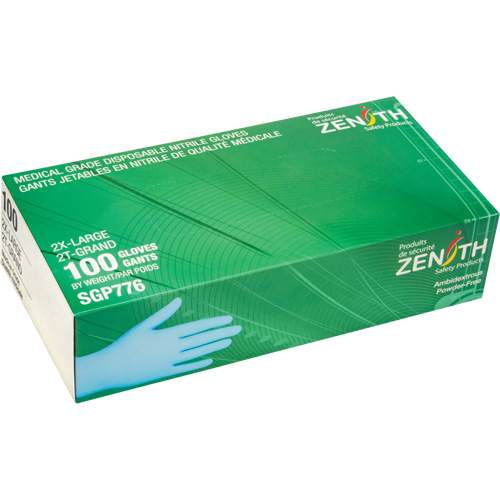 Puncture-Resistant Medical-Grade Disposable Gloves, 2X-Large, Nitrile, 4.5-mil, Powder-Free, Blue, Class 2 Equipex