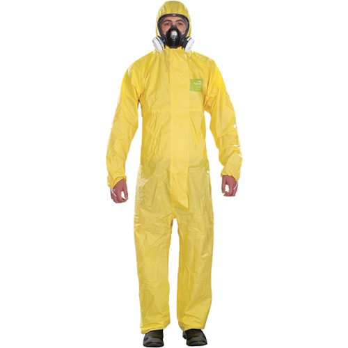 Microchem&reg; Medium-Duty Disposable Coveralls, Small, Yellow, Polypropylene Equipex