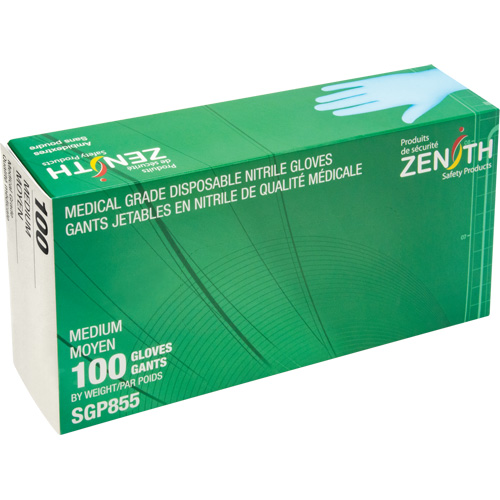 Puncture-Resistant Medical-Grade Disposable Gloves, Medium, Nitrile, 3.5-mil, Powder-Free, Blue, Class 2 Equipex