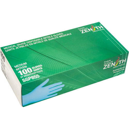 Puncture-Resistant Medical-Grade Disposable Gloves, Medium, Nitrile, 3.5-mil, Powder-Free, Blue, Class 2 Equipex
