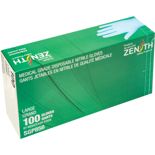 Puncture-Resistant Medical-Grade Disposable Gloves, Large, Nitrile, 3.5-mil, Powder-Free, Blue, Class 2 Equipex