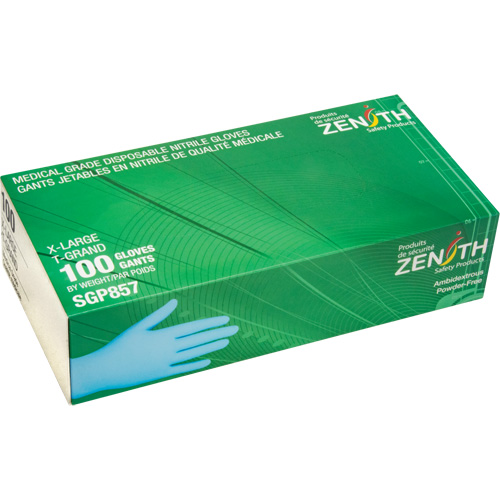 Puncture-Resistant Medical-Grade Disposable Gloves, X-Large, Nitrile, 3.5-mil, Powder-Free, Blue, Class 2 Equipex