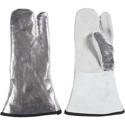 One Finger Heat Resistant Mitt, Aluminized/Kevlar&reg;/Leather, One Size, Protects Up To 650°F (343°C) Equipex