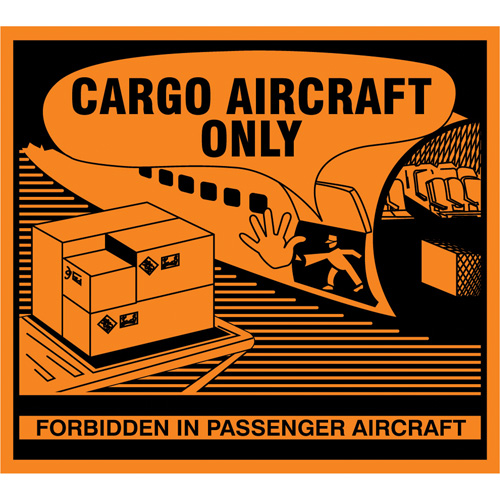&eacute;tiquettes de manutention Cargo Aircraft Only, 4-3/4" lo x 4-1/4" la, Orange Equipex