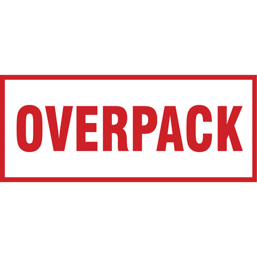 &eacute;tiquette de manutention Overpack, 6" lo x 2-1/2" la, Rouge/blanc Equipex