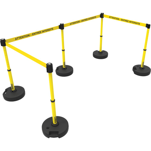 Plus Barrier Post Set, Plastic, 42" H, Yellow Tape, 15' Tape Length Equipex