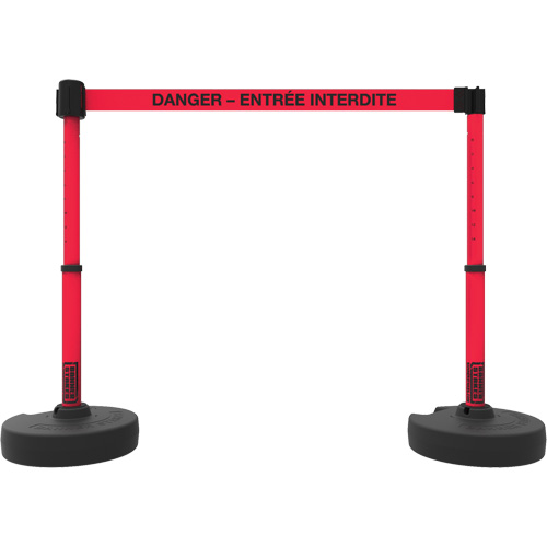 Plus Barrier Post Set, Plastic, 42" H, Red Tape, 15' Tape Length Equipex
