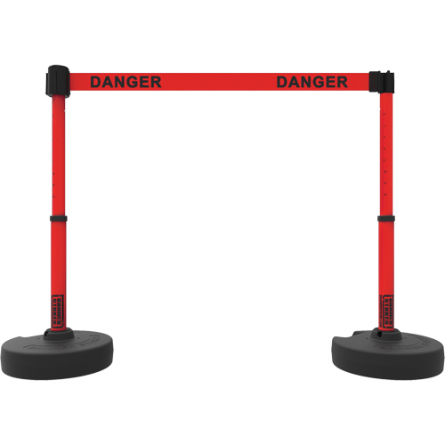 Plus Barrier Post Set, Plastic, 42" H, Red Tape, 15' Tape Length Equipex