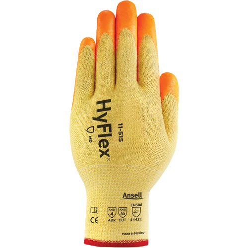 Gants haute visibilit&eacute; r&eacute;sistants aux coupures HyFlex, Taille 6, Calibre 13, Rev&ecirc;tement Mousse de nitrile, Enveloppe en Acier inoxydable/Kevlar/Spandex, ASTM ANSI niveau A5/EN 388 niveau E Equipex