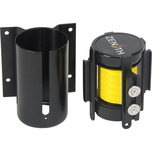 Barri&egrave;re &agrave; fixation murale avec ruban magn&eacute;tique, Acier, Fixation par vis, 7', Ruban Jaune Equipex