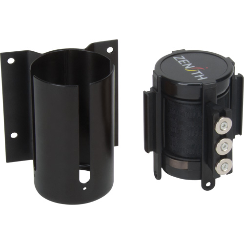 Barri&egrave;re &agrave; fixation murale avec ruban magn&eacute;tique, Acier, Fixation par vis, 12', Ruban Noir Equipex