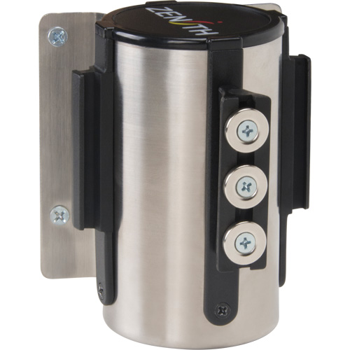 Barri&egrave;re &agrave; fixation murale avec ruban magn&eacute;tique, Acier, Fixation par vis, 12', Ruban Noir Equipex