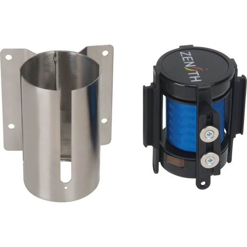 Barri&egrave;re &agrave; fixation murale avec ruban magn&eacute;tique, Acier, Fixation par vis, 7', Ruban Bleu Equipex