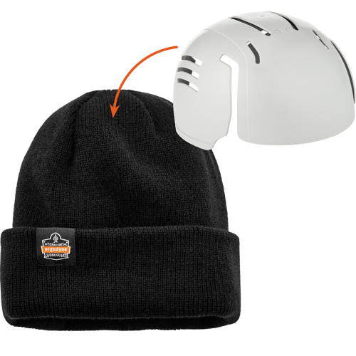 Tuque en tricot c&ocirc;tel&eacute; avec fermeture &agrave; glissi&egrave;re et casque antichoc &agrave; ins&eacute;rer N-Ferno, Taille unique, Noir Equipex