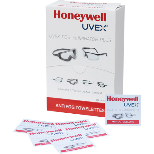 Uvex&reg; Fog Eliminator Plus Lens Towelettes, 4" x 5", Pack Of 100 Equipex