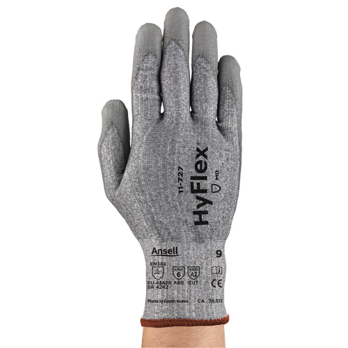 Gants r&eacute;sistant aux coupures HyFlex s&eacute;rie 11-727, Taille 7, Calibre 15, Rev&ecirc;tement Polyur&eacute;thane, Enveloppe en Intercept, ASTM ANSI niveau A2/EN 388 niveau B Equipex